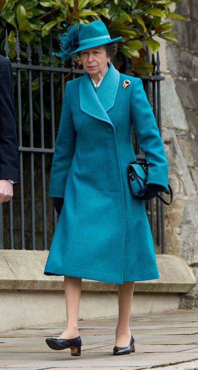 Queen Elizabeth II and Prince Philip's only daughter attends the royal family's Easter church service.

Photo: Getty