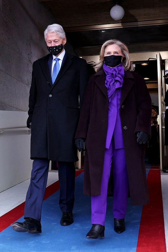 Hillary Clinton in head-to-toe violet and President Bill Clinton (Photo: Getty Images)