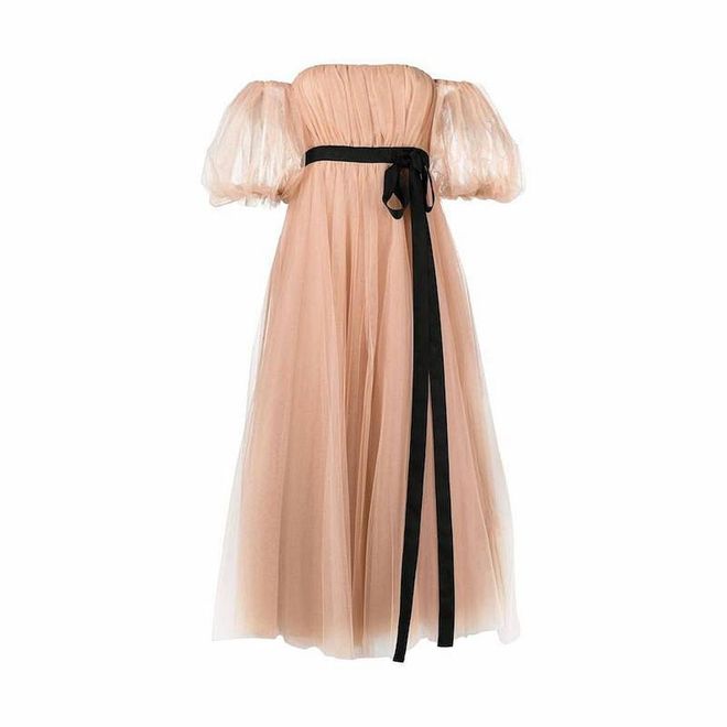 Off-Shoulder Tulle Dress, $973, Pinko at Farfetch
