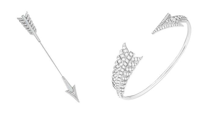 From left: Flèche du Temps white gold and diamond earring and necklace (Photos: Boucheron)