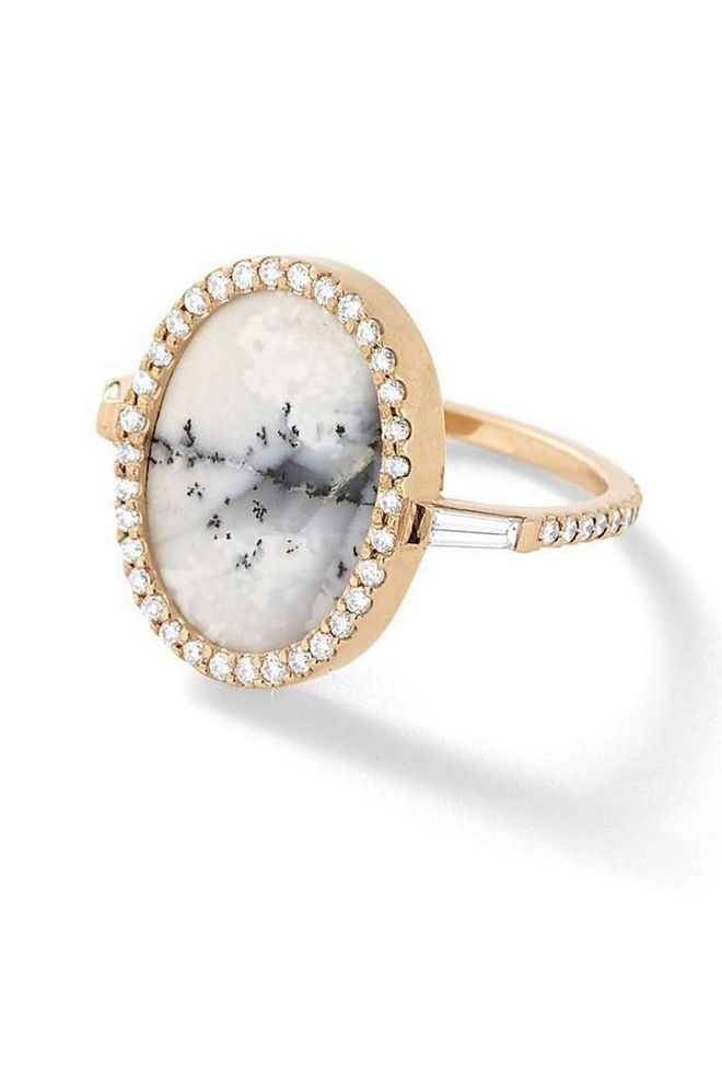 Dendritic opal ring with white diamonds, $8,095, moniquepean.com for inquiries.
