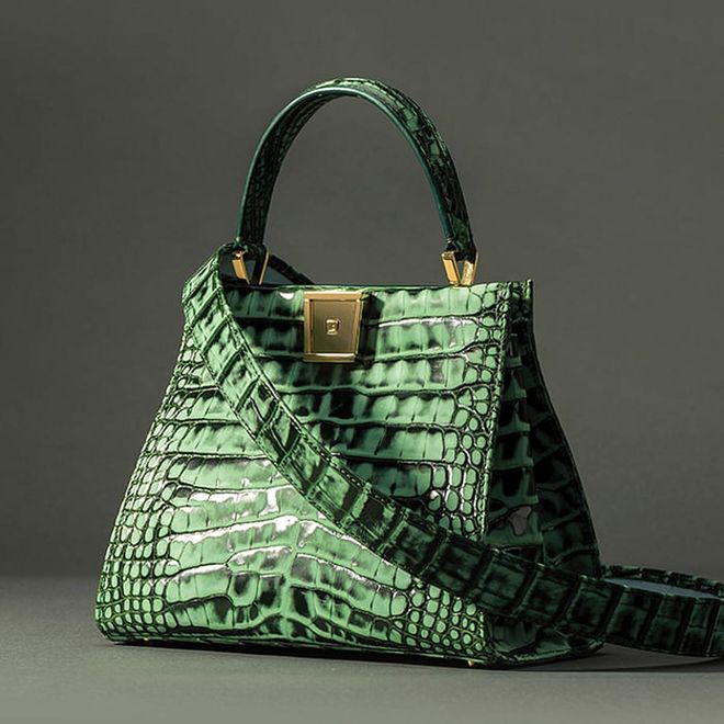Leo Camerini Leo30 Crocodile Handbag in Algae Green