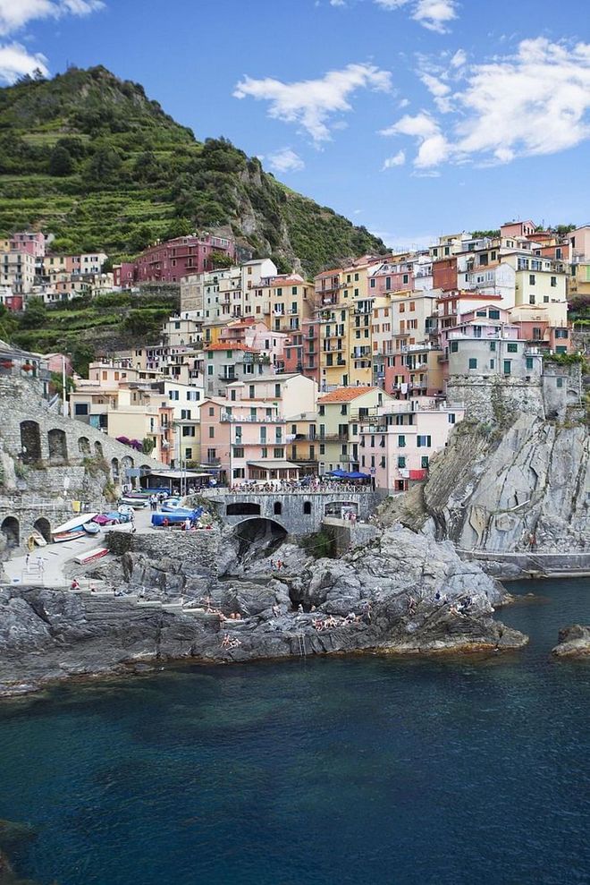 As the second smallest town in the famous Cinque Terre (five villages connected by a walking path), this northern Italian destination is a popular spot for tourists. It's also a fishing village full of colorful buildings and some of the best deep-water swimming around.