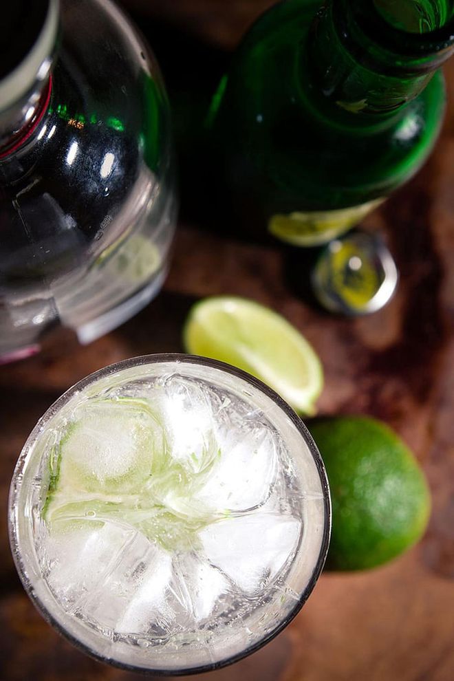 Not great, but not the worst. "Gin and vodka are both free of congeners (so less likely to produce the symptoms of a hangover). They are also relatively low in sugar and salt, provided you go for diet tonic, so all in all the spirits are less unkind to the skin than their cocktail counterparts," explains Dr Bunting. Photo: Getty