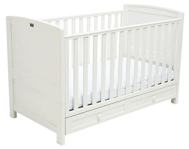 Whether its a cot, a bassinet or co-sleeping, “sleep is essential for baby’s mental and physical development,” and it’s important to invest in a good place to sleep. Nostalgia Cot Bed, $899, Silver Cross