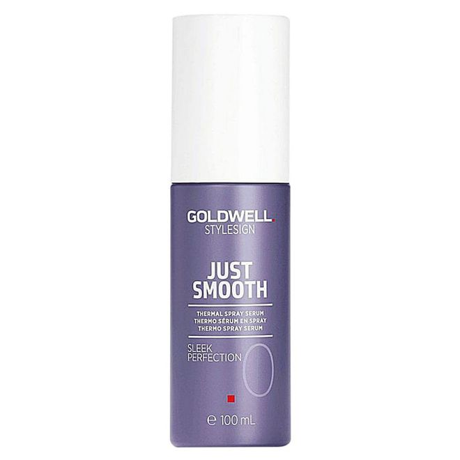 Daily heat-styling like blow-drying and flat ironing can weaken and damage vital proteins in hair, resulting in frizzy, frazzled locks. Prep and prime strands with this waterless serum that protects your hair from heat and humidity, keeping it sleek and smooth even in a 

Just Smooth Sleek Perfection Thermal Spray Serum, $40, Goldwell StyleSign