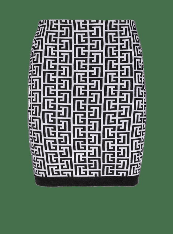 Short Knit Skirt With Balmain Monogram, $1,190, Balmain
