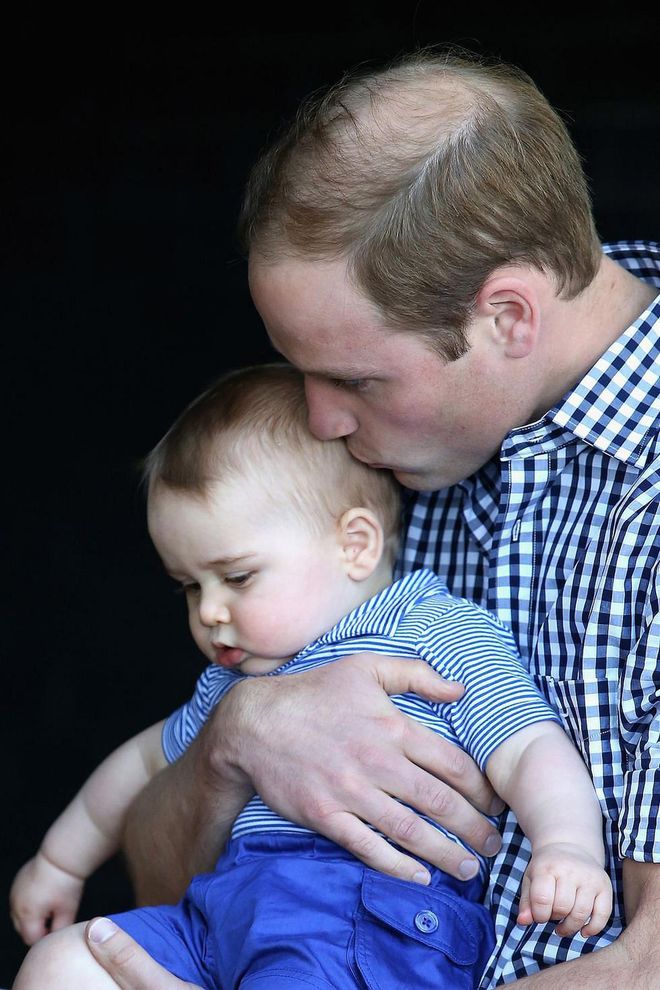 Prince William gives George a kiss while visiting the Taronga Zoo in Sydney, Australia.

Photo: Getty