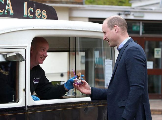 Getting some ice cream during a visit to the Queens Bay Lodge Care Home on May 23, 2021 in Edinburgh, Scotland. (Photo: Getty Images)