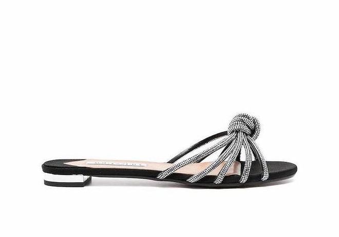 Crystal-Embellished Knot-Detail Sandal, $949, Aquazzura at Farfetch
