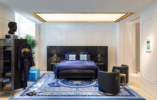 Another bedroom set up featuring Versace’s signature motifs. (Photo: Versace)