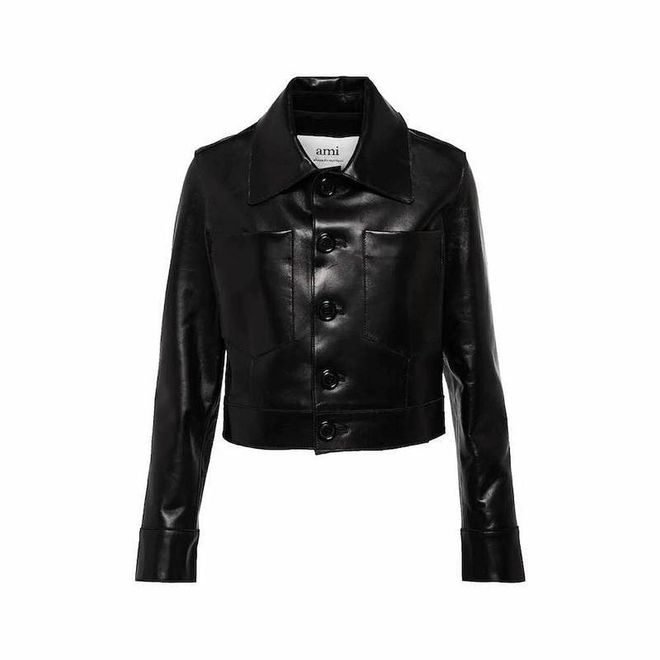 Cropped Leather Jacket, $1,695, AMI Paris at Mytheresa