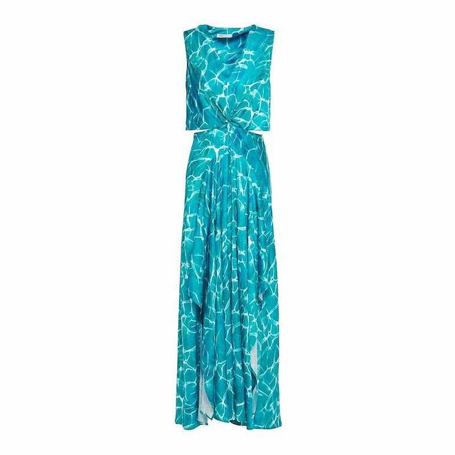 Cutout Twisted Printed Sateen Maxi Dress, $242, Maje at The Outnet
