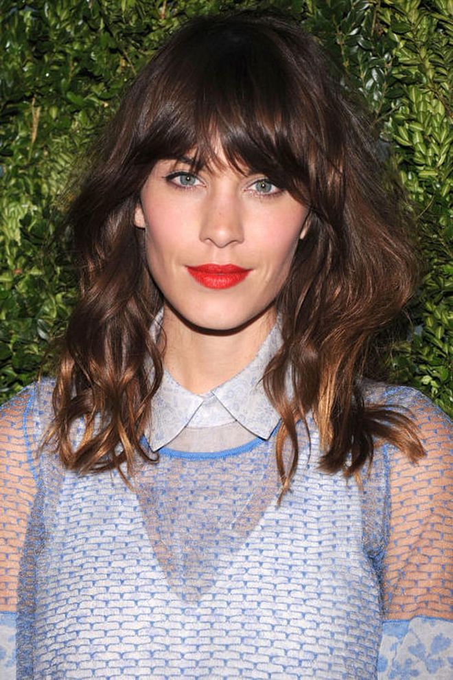 We haven't ever seen the It girl's hair on a bad day, but it's at its best with heavy bangs and messy texture.