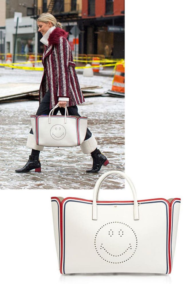 Every girl worth her salt needs an oversized bag that will take her from the runway show to a weekend get-away.
Anya Hindmarch bag, $1,875, matchesfashion.com. Photo: Diego Zuko/Anya Hindmarch 