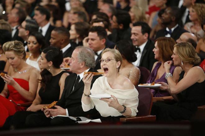 So did Meryl Streep. BRB, taping this photo to my fridge to remind myself that Meryl Streep makes pizza sexy.
Photo: Getty