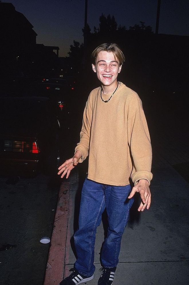 Young Leo on the streets of Hollywood, 1995. Photo: Getty 