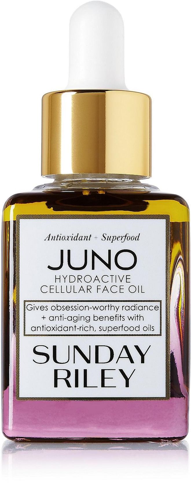 Revive jetlagged complexions with Sunday Riley’s Juno Hydroactive Cellular Face Oil, which contains a host of berry oils.