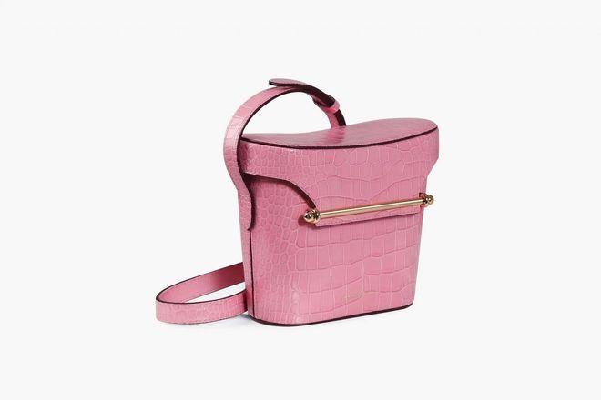 Embossed Leather Caledonian Pink Safari Bag, $770, Strathberry
