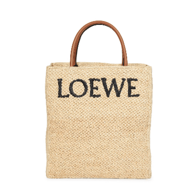 Loewe A4 Raffia &amp; Leather Tote Bag
