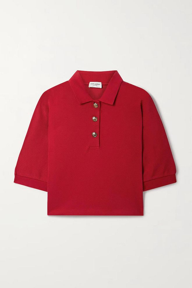 Cropped Cotton-Piqué Polo Shirt, $1,552, Saint Laurent at Net-a-Porter