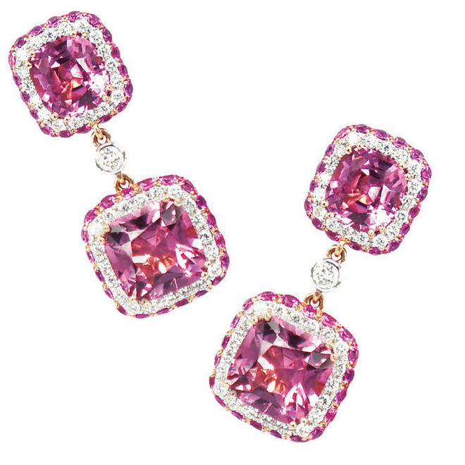 Adored by actresses Zhang Ziyi, Amy Adams and Kate Winslet, Mouawad’s private collection of precious stones, which includes the famed Ahmedabad and Jubilee diamonds, is justifiably legendary. The family-owned
jeweller’s $55 million L’Incomparable necklace might be too grand a gift, but a pair of drop earrings is sure to dazzle come Christmas Day. (Pink spinel and pink
sapphire earrings, Mouawad)