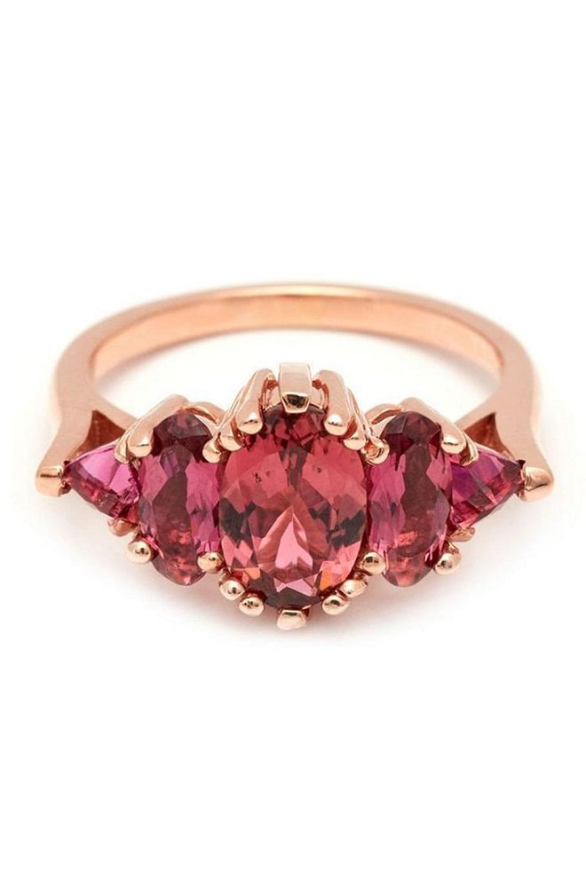 Make up of five pink tourmaline stones, this beautiful ring is sure to wow both its wearer and admiring eyes. Anna Sheffield Pink Tourmaline Ring, S$8,736