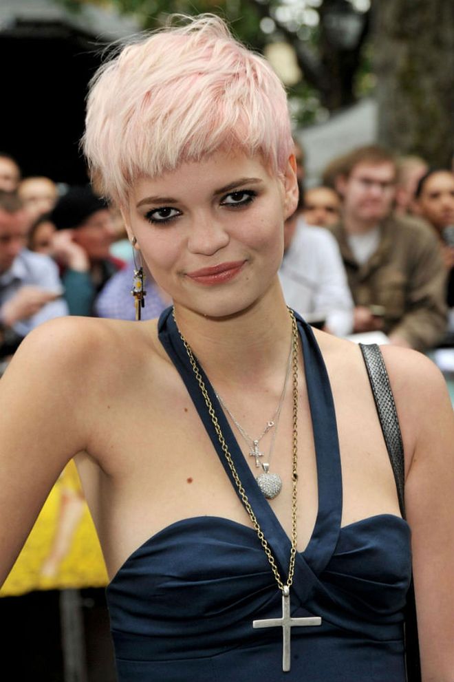 In which Geldorf exemplifies a "go big or go home" mentality with an edgy cut dyed a very of-the-moment shade of pastel pink.  Photo: Getty