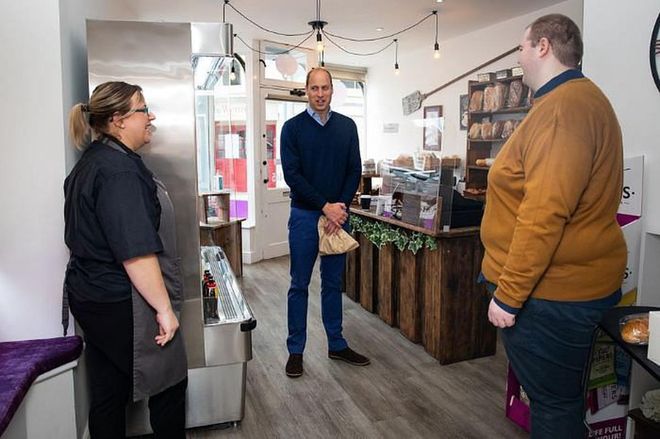 William was jovial and chatted to the staff and owners of Smiths the Bakery.