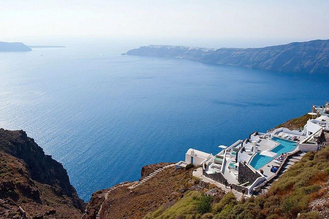 Coachloads of tourists may be herded in for sunset on Santorini each night, but guests at Grace can enjoy it in peace from their own private terrace, overlooking the Caldera.Grace Santorini, from about £670 a night B&B for a VIP Suite with plunge pool.