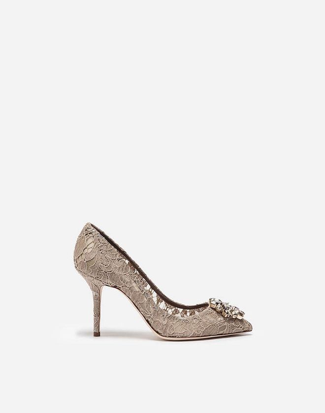 Pump In Taormina Lace With Crystals, $1,300, Dolce&Gabbana