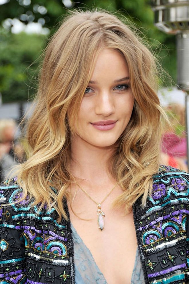The style: Rosie Huntington-Whiteley channelled the beachy waves that have become her signature look. Photo: Getty 
