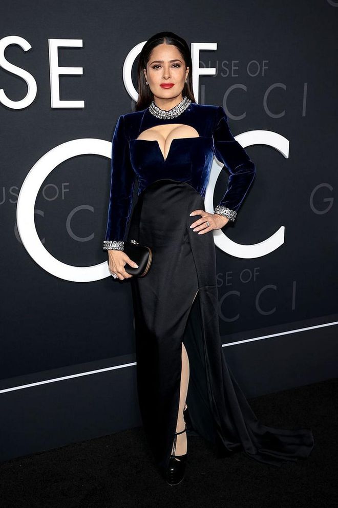 Salma Hayek at the New York premiere of 'House of Gucci' at Lincoln Center on November 16, 2021. (Photo: Dimitrios Kambouris/Getty Images)
