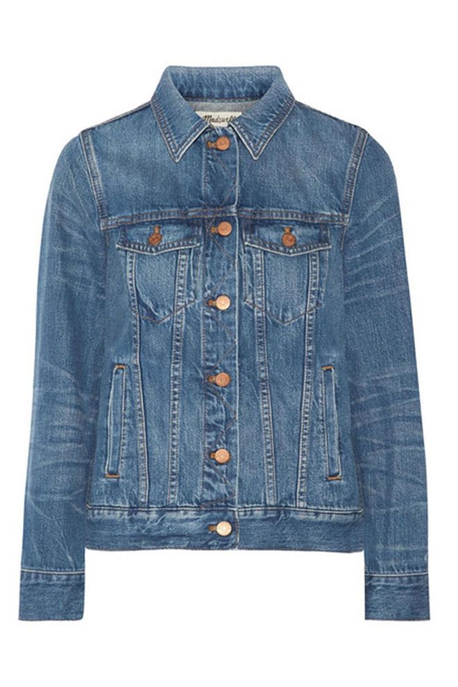 Use this faded classic jacket as a layering piece - ideal over dresses, shirts and fine knits.
Classic cut jacket, £91, Madewell at Net-a-Porter