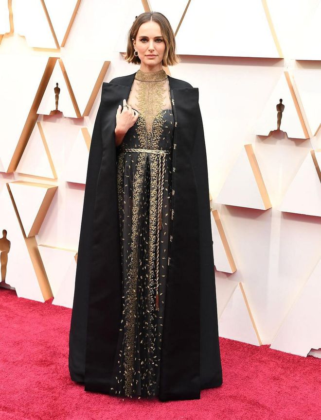 Natalie Portman arrived at the 2020 Oscars wearing a custom Dior gown made using fluid silk tulle.