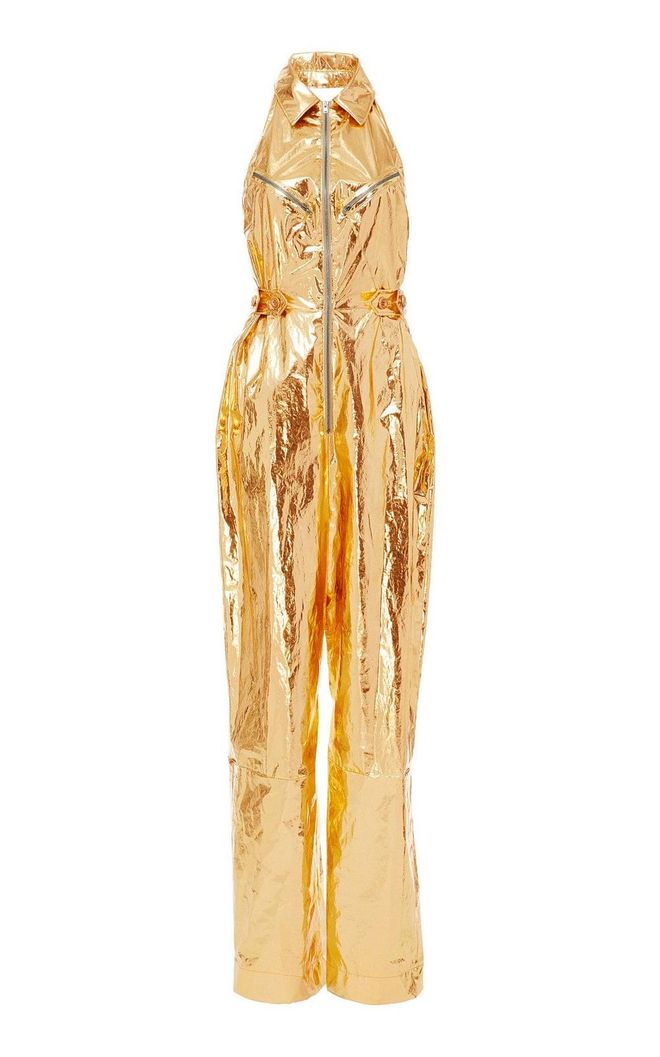 Get the look: Be a standout in this metallic sleeveless zip jumpsuit by Tre by Natalie Ratabesi (around S$2,732, via Moda Operandi). A perfect party outfit that will have all eyes on you.