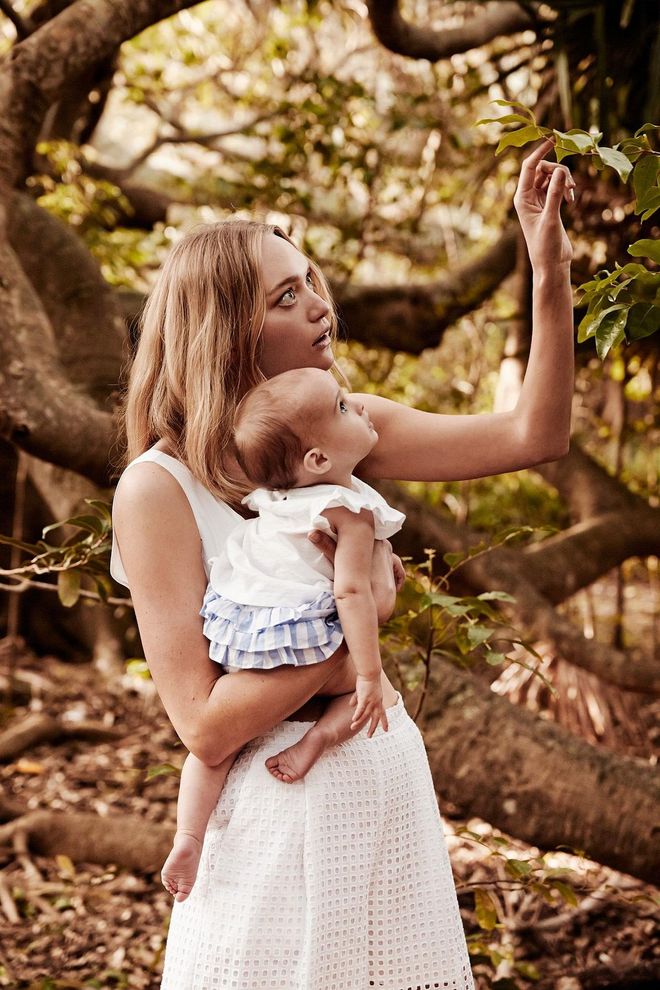 How precious! The cherubic model not only made her modelling comeback but debuted her 11-month-old daughter as well in this Country Road campaign
