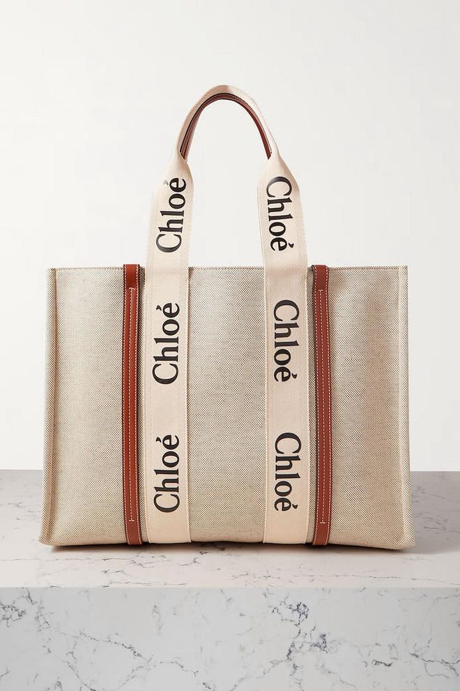 Woody Large Leather-Trimmed Cotton-Canvas Tote, $1,976, Chloé at Net-a-Porter