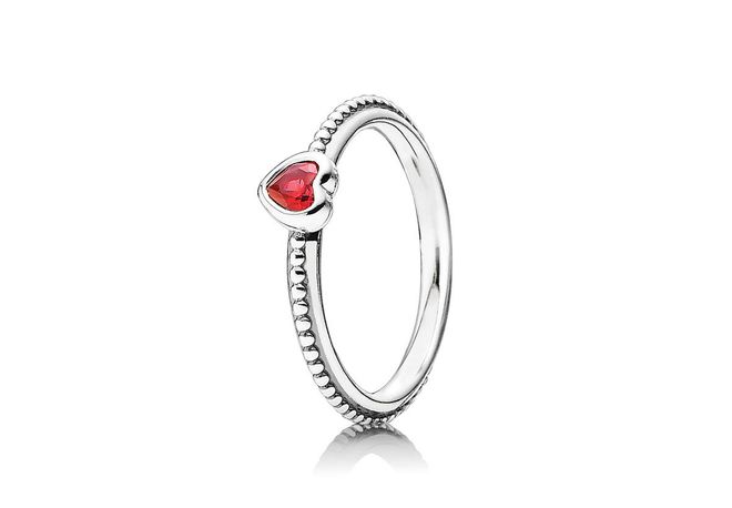 Golden Red Heart sterling silver ring with golden red synthetic ruby, $69