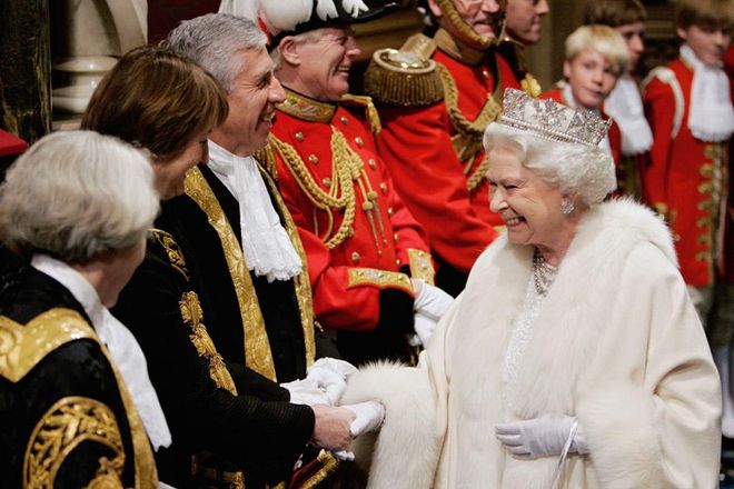 Meeting and greeting at the State Opening of Parliament on November 6, 2007 in London.