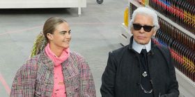 Cara Delevinge and Karl Lagerfeld