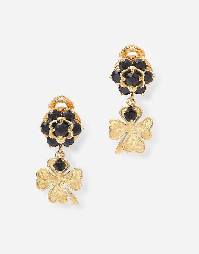 Good Luck Earrings In Yellow 18kt Gold With Four Leaf Clover, $4,750, Dolce&Gabbana