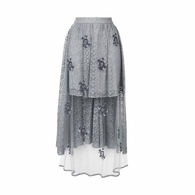 Embellished Lace High-Low Skirt, $3,132, Stella McCartney at Farfetch
