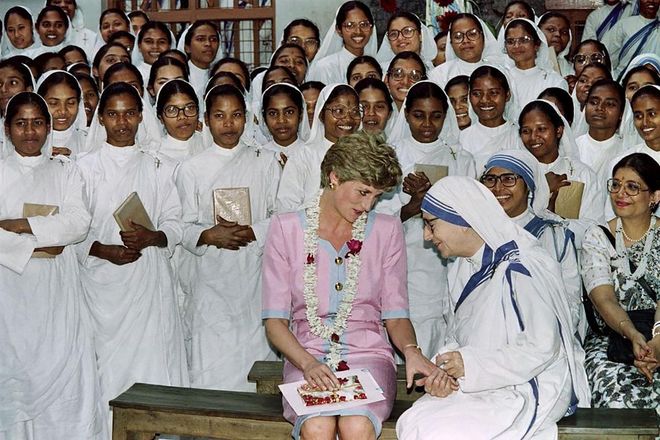 With Mother Teresa's second-in-charge, sister Lynne Frederick during a visit to Calcutta.

