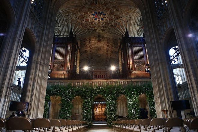 Flowers adorn the front of the organ loft inside St George's Chapel at Windsor Castle for the wedding of Prince Harry to Meghan Markle 