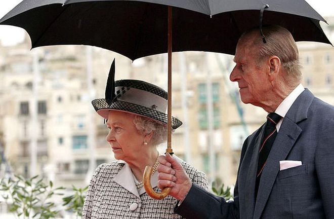 Queen Elizabeth and Prince Philip at the Grand Harbour Marina in Malta.