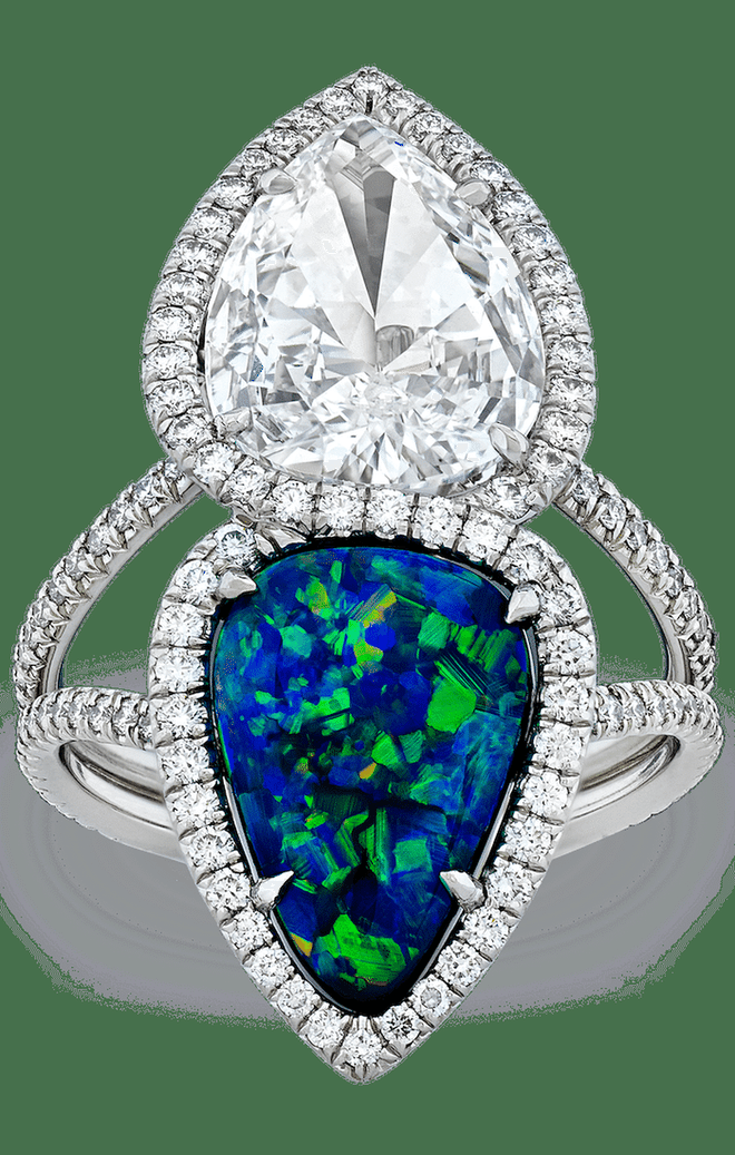 Diamond and opal twin stone ring, 198,500, rauantiques.com.
