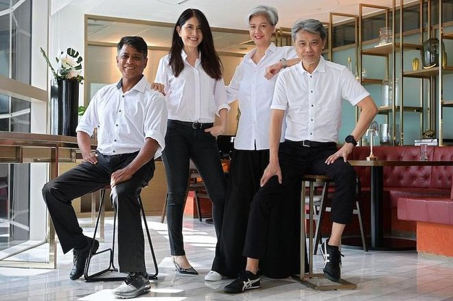 (From left) Ibrahim Atan, Elaine Tan, Nora Tien and Steve Kiang. (Photo: Ng Sor Luan/The Straits Times)