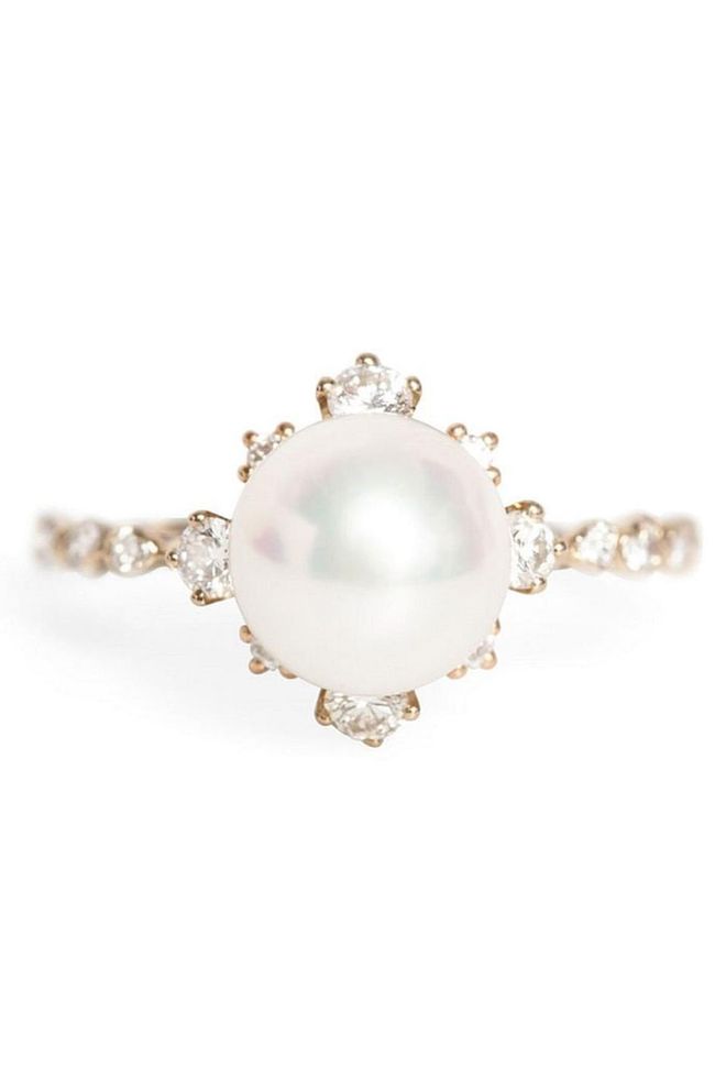 Known for its intricate and delicate designs, Cat Bird's pearl ring is the perfect choice for an understated fiance. Cat Bird Pearl Ring, S$5,388