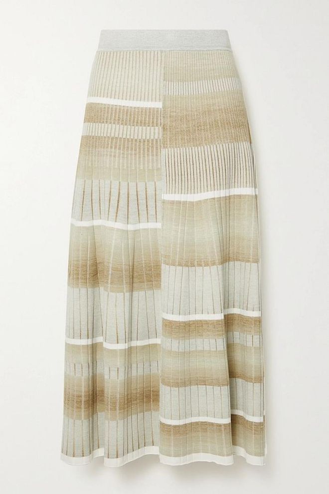 Louise Striped Ribbed-Knit Midi Skirt, $613, Jonathan Simkhai at Net-a-Porter